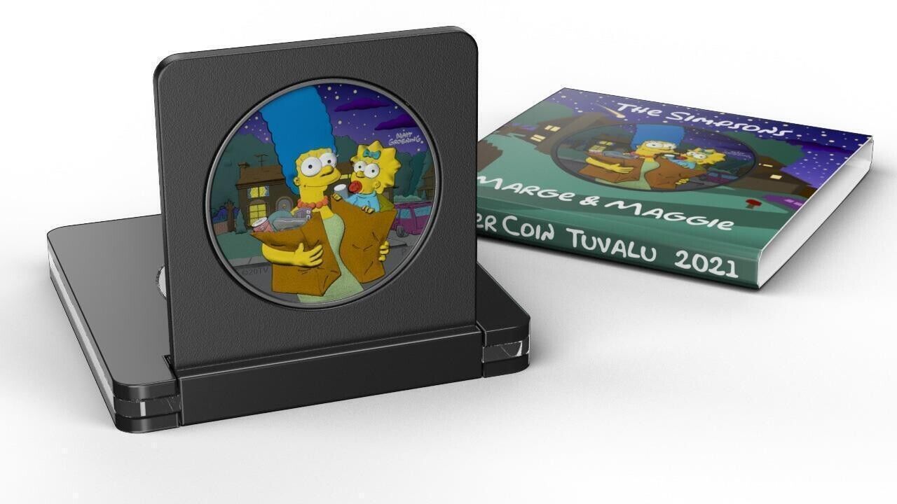 1 Oz Silver Coin 2021 Tuvalu $1 The Simpsons Marge & Maggie Night Colored Coin-classypw.com-3