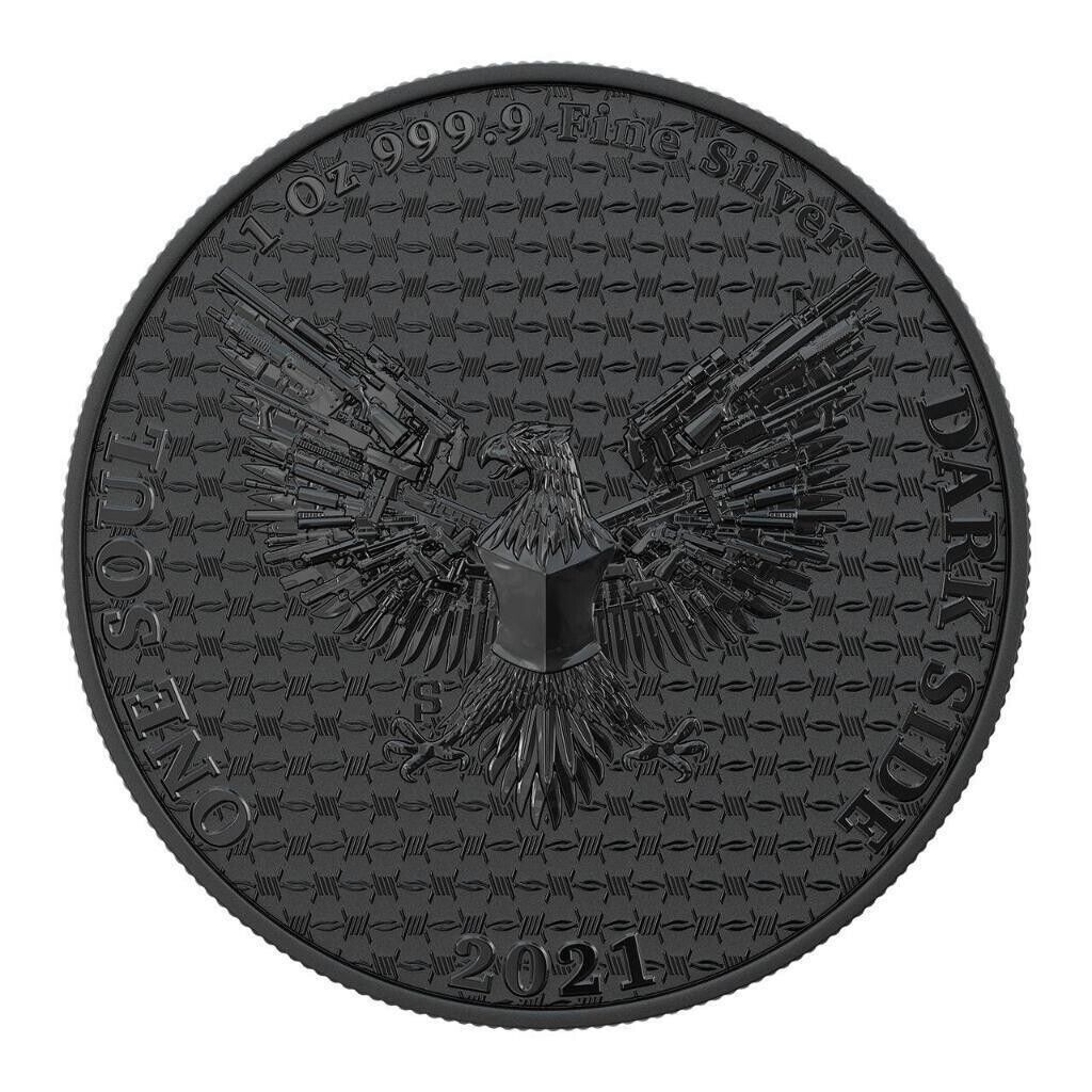1 Oz Silver Coin Dark Side 2021 One Soul THE LIBERATOR American Flag Skull Round-classypw.com-3