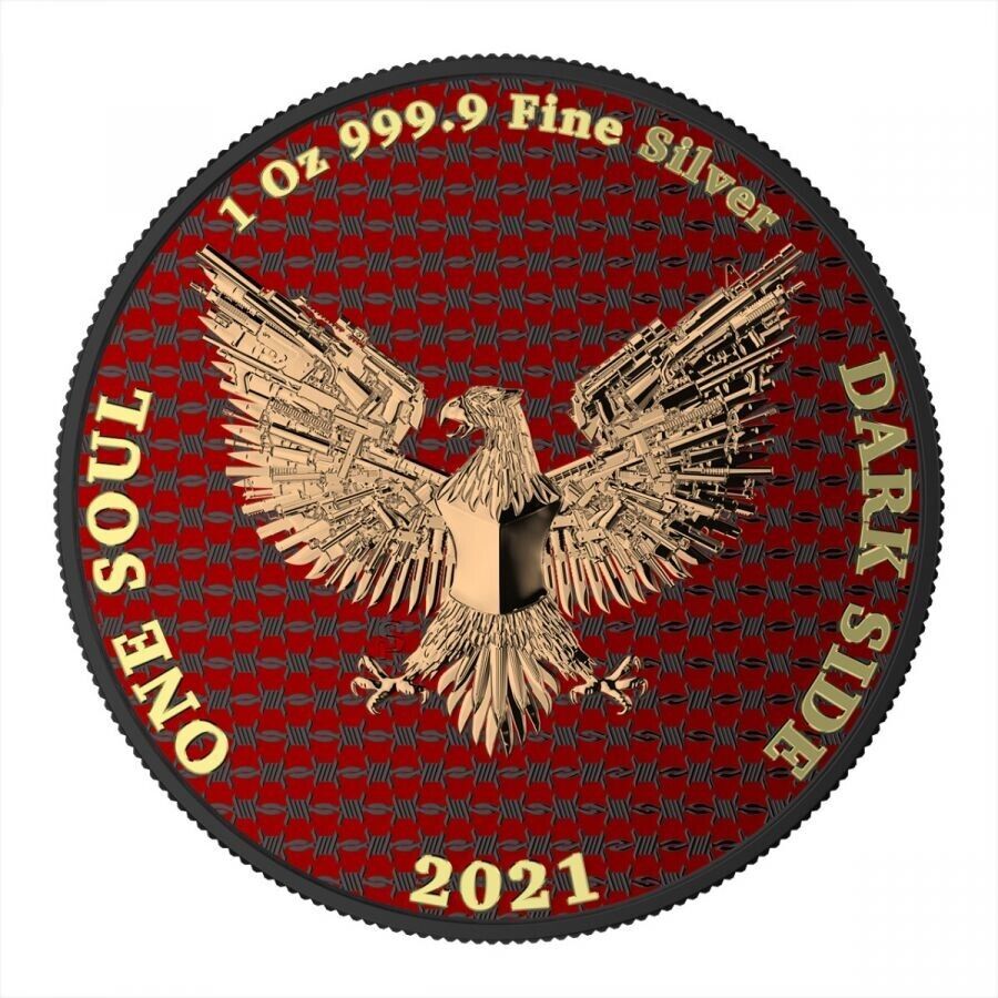 1 Oz Silver Coin Dark Side 2021 One Soul THE LIBERATOR Skull Gold Red Black-classypw.com-2