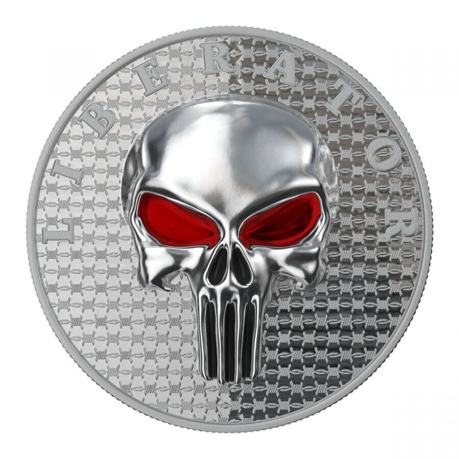 1 Oz Silver Coin Dark Side 2021 One Soul THE LIBERATOR Skull Silver Round Proof-classypw.com-2