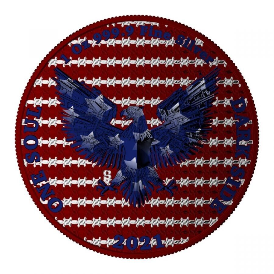 1 Oz Silver Coin Dark Side 2021 One Soul THE LIBERATOR Skull USA Flag-classypw.com-2
