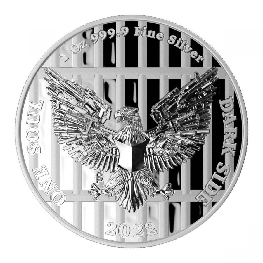 1 Oz Silver Coin Dark Side 2022 One Soul THE LIBERATOR Skull Silver Proof-classypw.com-3