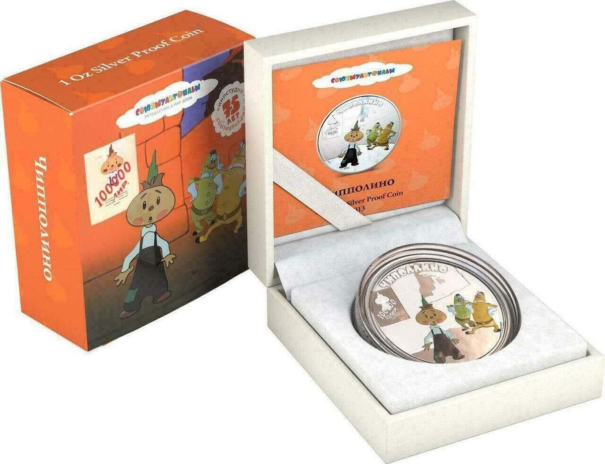 1 Oz Silver Coin Proof 2013 $5 Cook Islands Soyuz Multfilm Chippolino-classypw.com-4