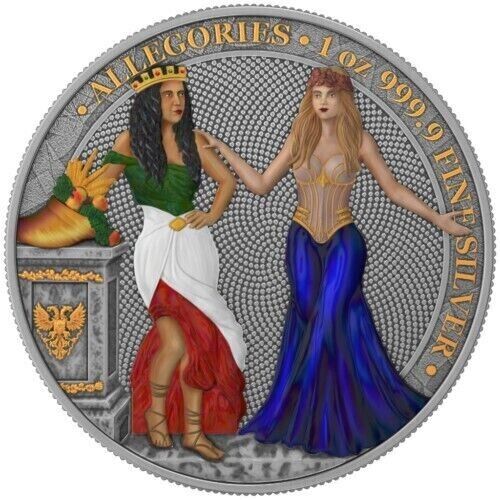 10 - 1 Oz Silver Coin 2020 5 Mark Italia &amp; Germania Allegories - Full Color Set-classypw.com-4