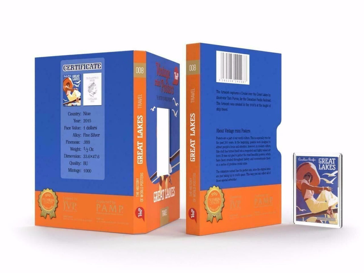 1/2 Oz Silver Coin 2015 Niue $1 Vintage Mini Posters Great Lakes only 1000 Made-classypw.com-3