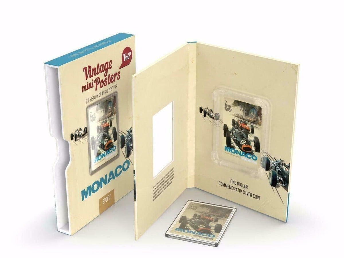 1/2 Oz Silver Coin 2015 Niue $1 Vintage Mini Posters Monaco Grand Prix 1000 Made-classypw.com-2
