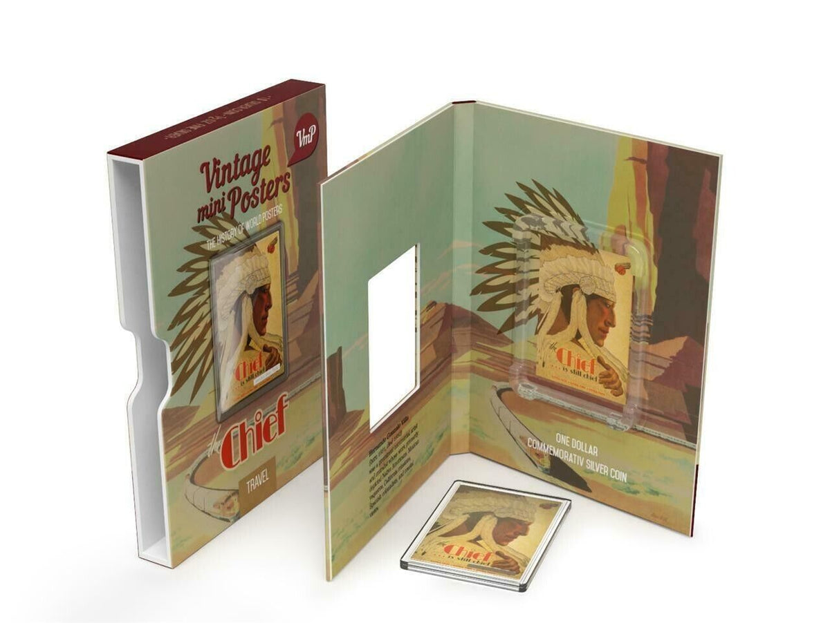 1/2 Oz Silver Coin 2015 Niue $1 Vintage Mini Posters The Chief only 1000 Made-classypw.com-2