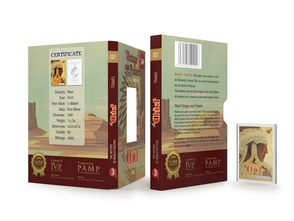 1/2 Oz Silver Coin 2015 Niue $1 Vintage Mini Posters The Chief only 1000 Made-classypw.com-3