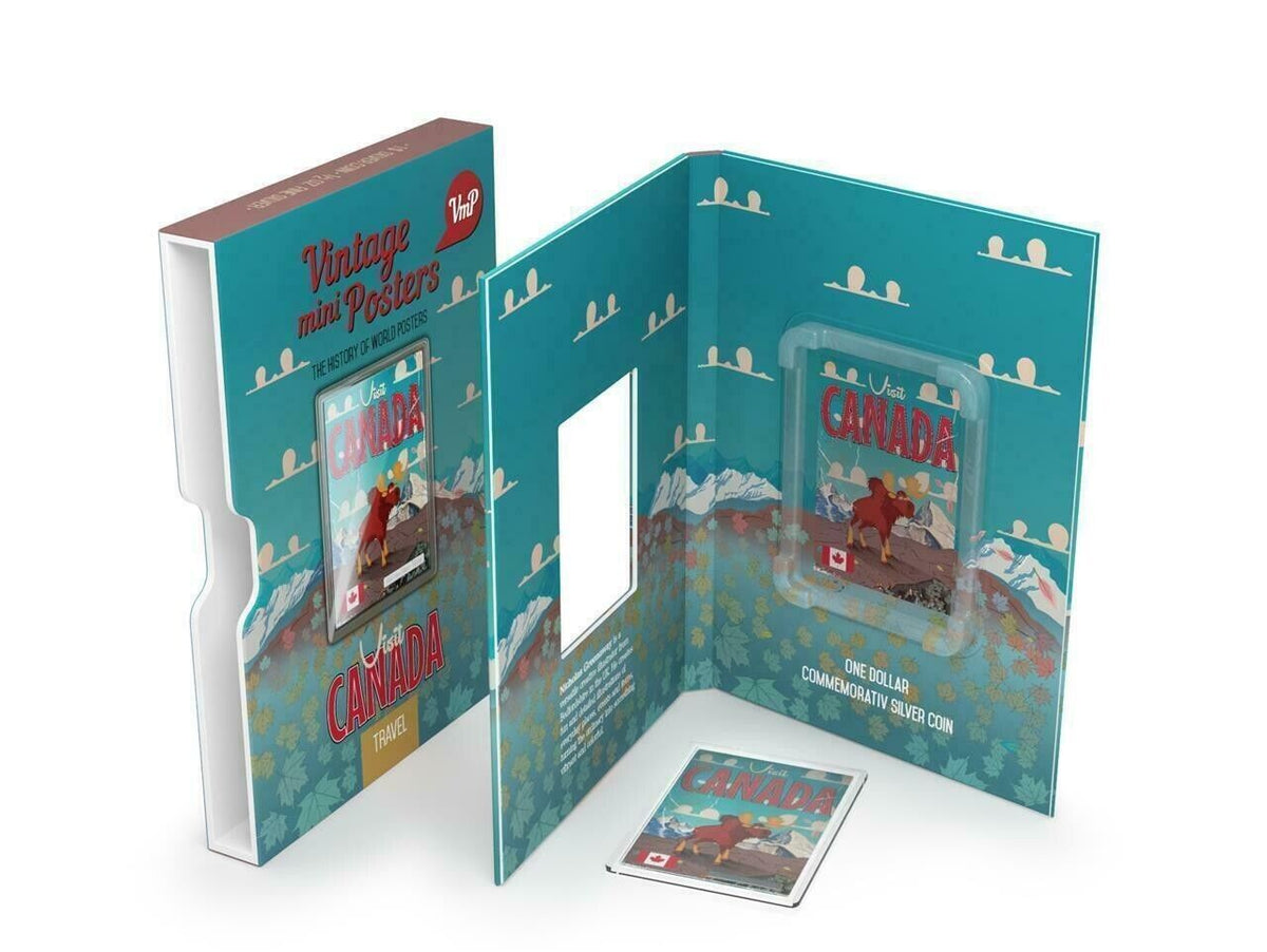 1/2 Oz Silver Coin 2015 Niue $1 Vintage Mini Posters Visit Canada only 1000 Made-classypw.com-2