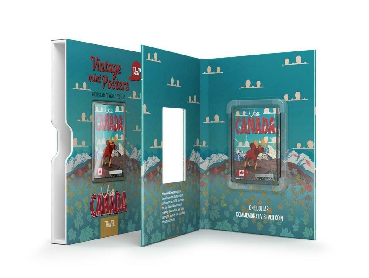 1/2 Oz Silver Coin 2015 Niue $1 Vintage Mini Posters Visit Canada only 1000 Made-classypw.com-6