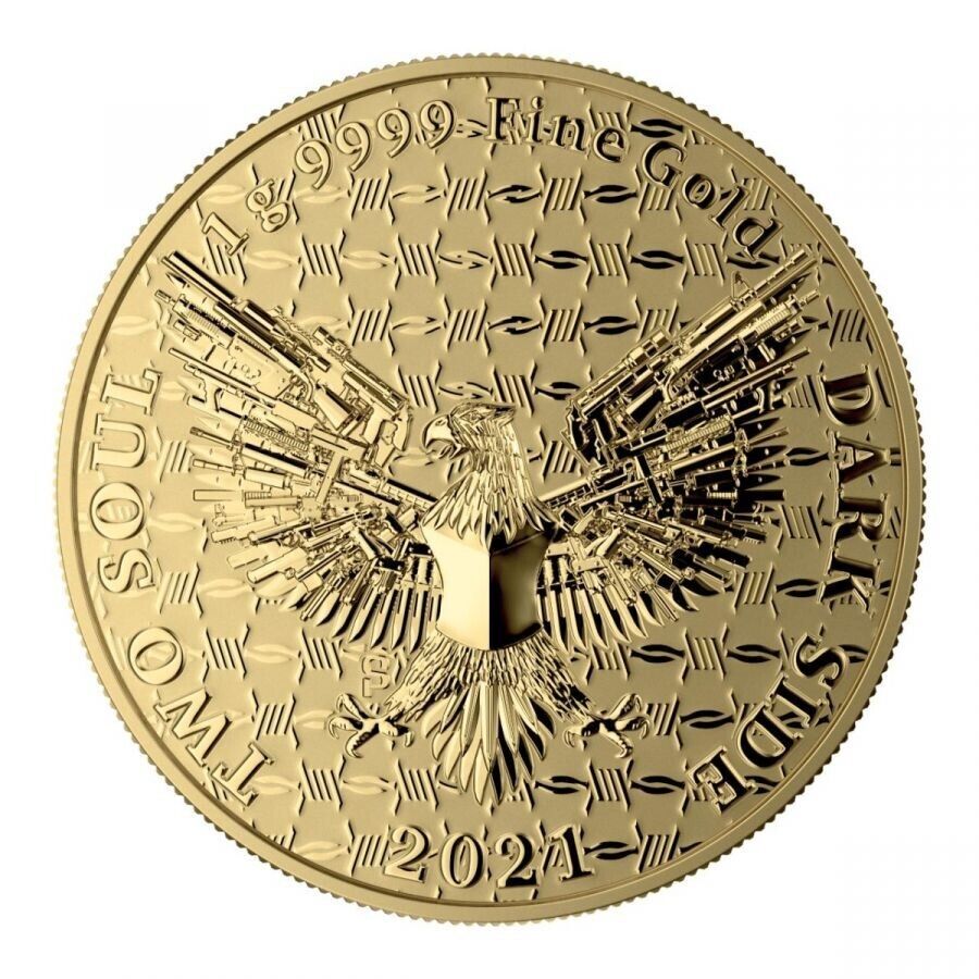 1g 24K 9999 Fine Gold Dark Side 2021 2 Soul THE LIBERATOR Skull w/ coin capsule-classypw.com-4