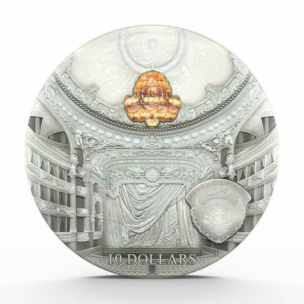 2 Oz Silver Coin 2014 $10 Palau Famous Opera Crystal Series Paris Palais Garnier-classypw.com-2
