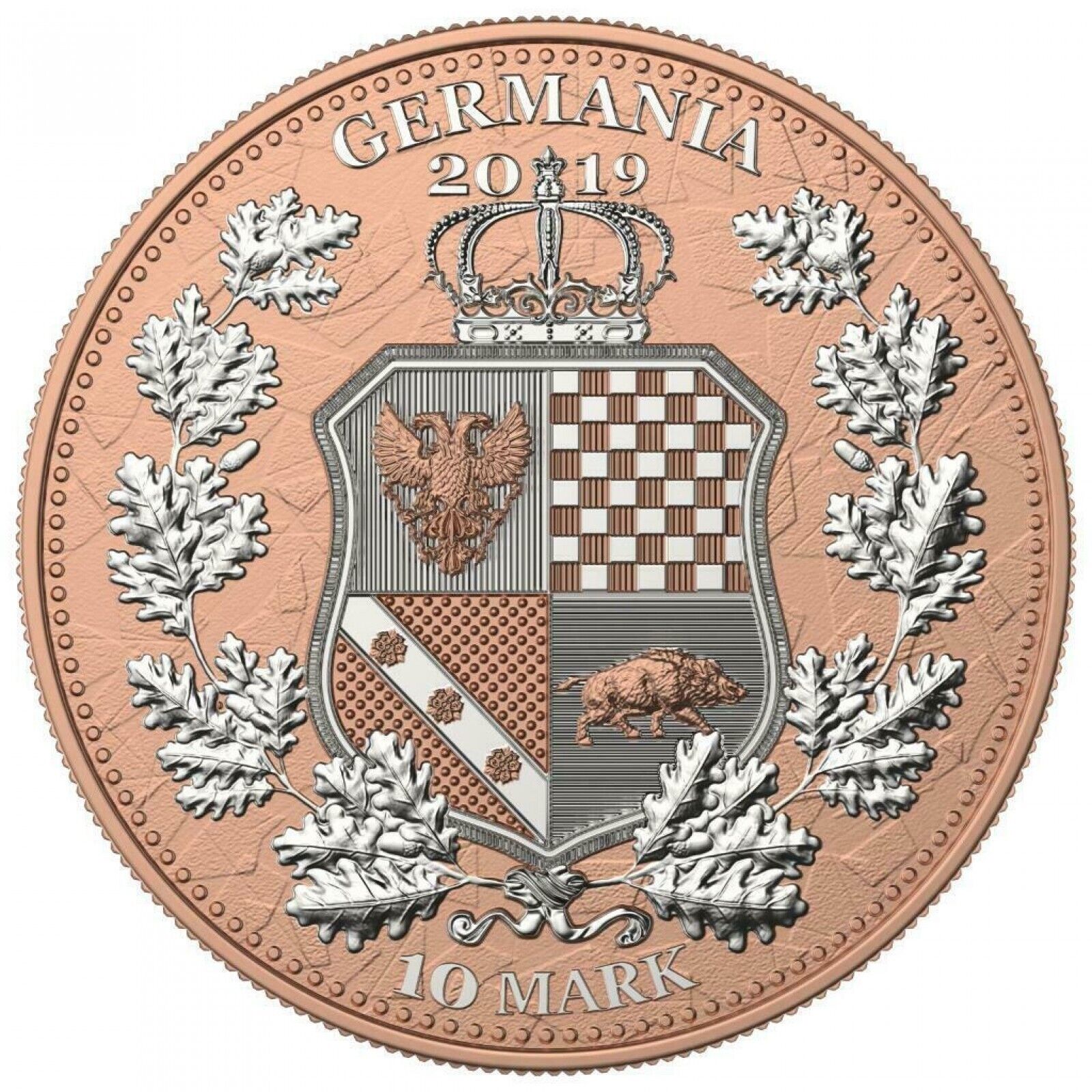 2 Oz Silver Coin 2019 10 Mark Britannia & Germania- Gilded Green Diamond Dust-classypw.com-3