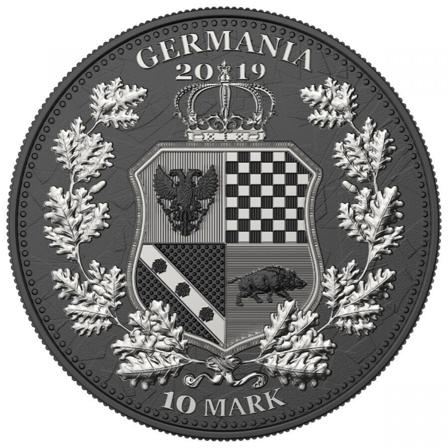 2 Oz Silver Coin 2019 10 Mark Britannia &amp; Germania- Ruthenium &amp; Red Diamond Dust-classypw.com-3