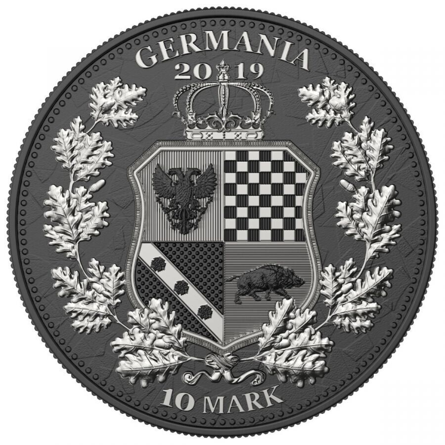 2 Oz Silver Coin 2019 10 Mark Britannia & Germania- Ruthenium & Red Diamond Dust-classypw.com-3