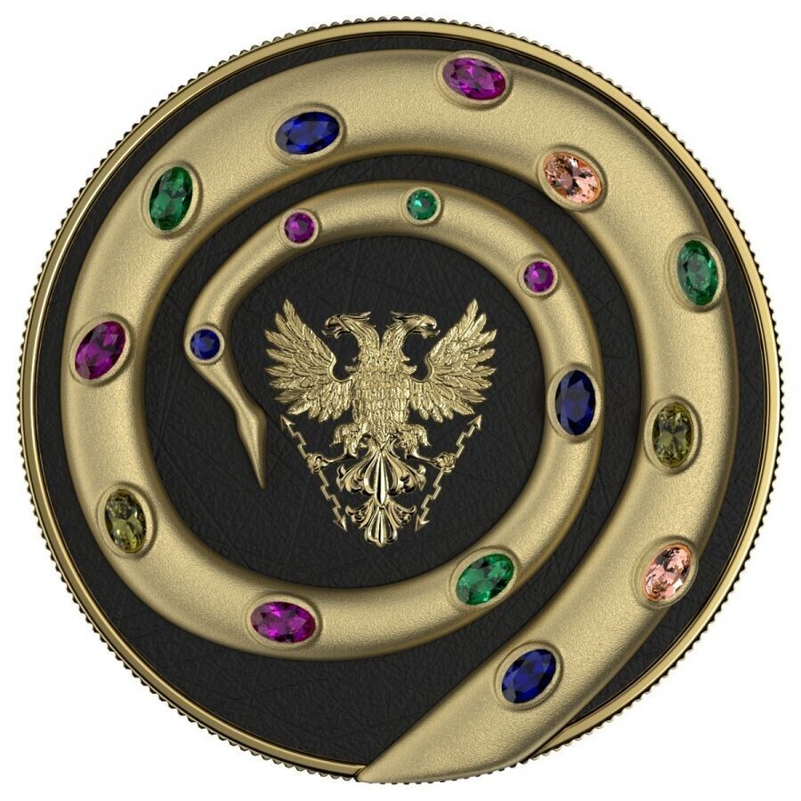 2 X 1 Oz Silver Coin 2020 5 Mark Fafnir Set - Black Gloss &amp; Gold Matte Crystals-classypw.com-12