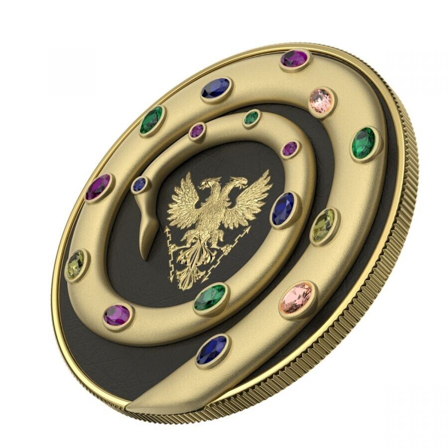 2 X 1 Oz Silver Coin 2020 5 Mark Fafnir Set - Black Gloss &amp; Gold Matte Crystals-classypw.com-13