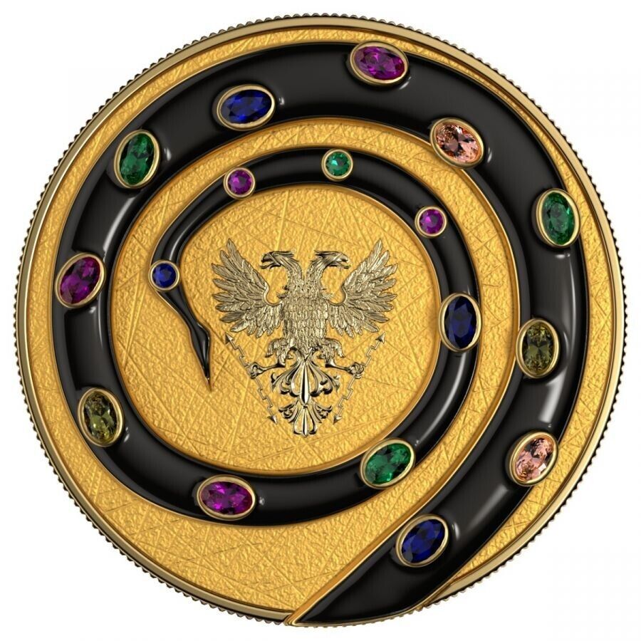 2 X 1 Oz Silver Coin 2020 5 Mark Fafnir Set - Black Gloss &amp; Gold Matte Crystals-classypw.com-6