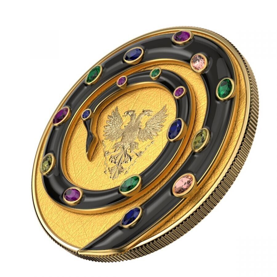 2 X 1 Oz Silver Coin 2020 5 Mark Fafnir Set - Black Gloss &amp; Gold Matte Crystals-classypw.com-7