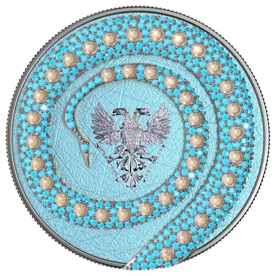 2 X 1 Oz Silver Coin 2020 5 Mark Fafnir Set - Blue Pink No 1 Big Dots Crystals-classypw.com-8