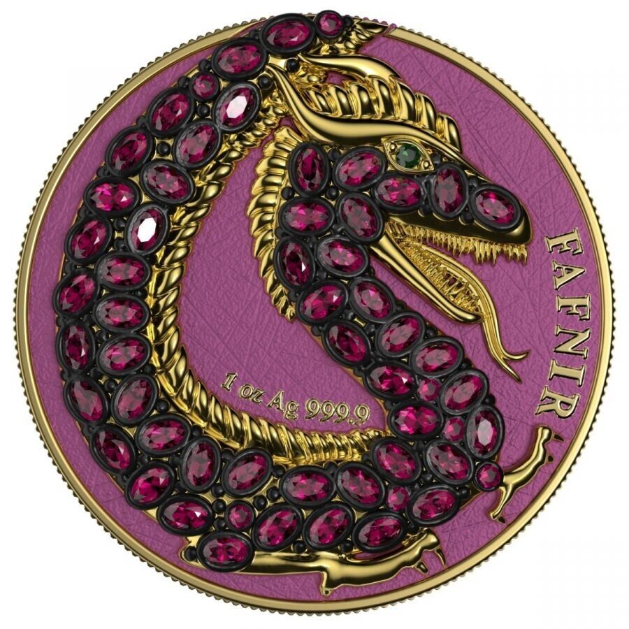 2 X 1 Oz Silver Coin 2020 5 Mark Fafnir Set - Blue Purple Carapace No 1 Crystals-classypw.com-3