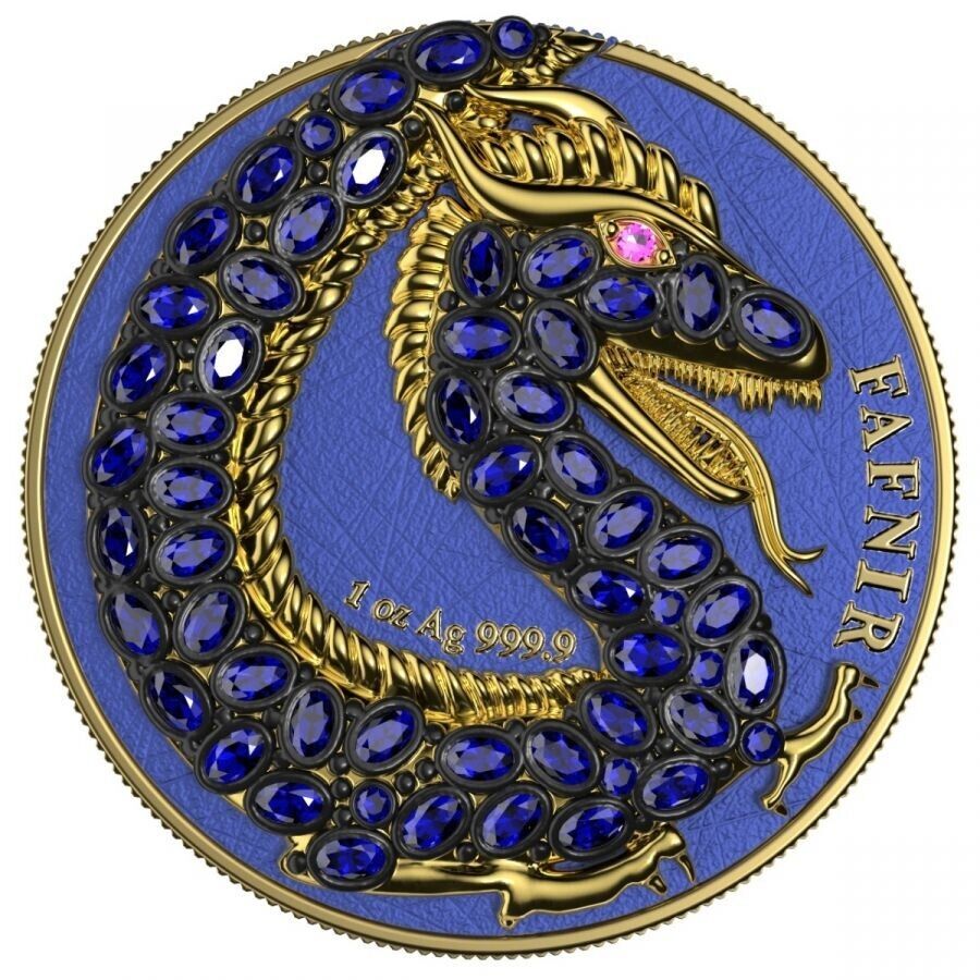 2 X 1 Oz Silver Coin 2020 5 Mark Fafnir Set - Blue Purple Carapace No 1 Crystals-classypw.com-6