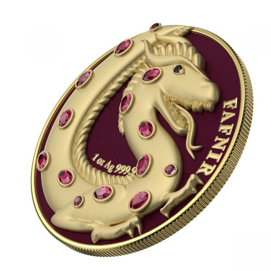 2 X 1 Oz Silver Coin 2020 5 Mark Fafnir Set - Gold Gloss and Gold Matte Crystals-classypw.com-11