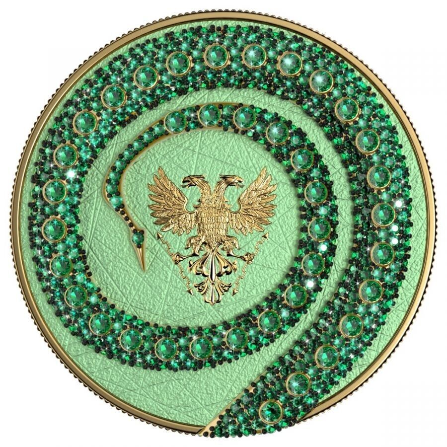 2 X 1 Oz Silver Coin 2020 5 Mark Fafnir Set - Gold Green No 2 Big Dots Crystals-classypw.com-4