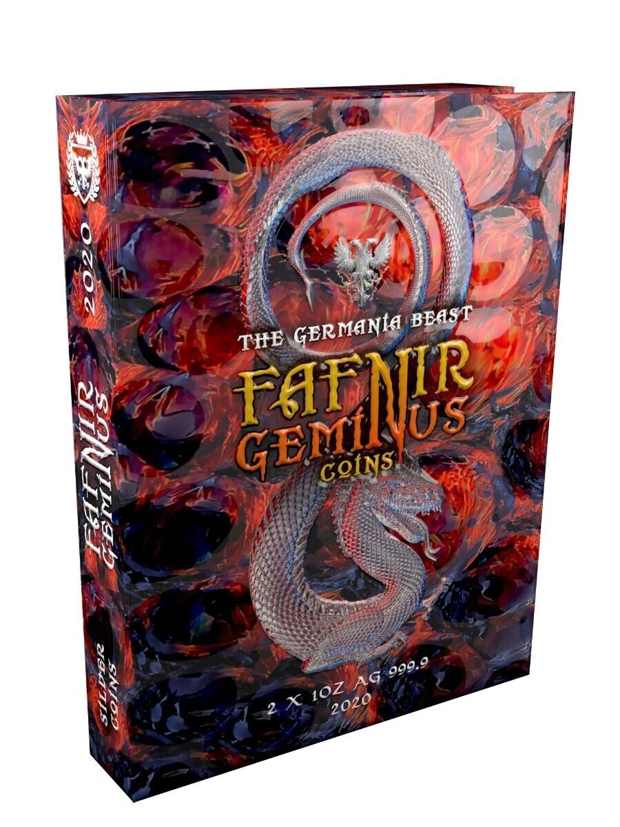 2 X 1 Oz Silver Coin 2020 5 Mark Fafnir Set - Gold Green No 2 Big Dots Crystals-classypw.com-9