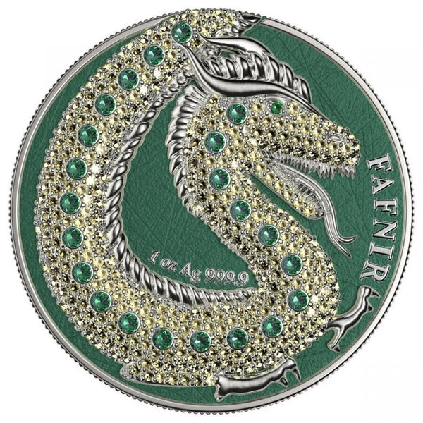 2 X 1 Oz Silver Coin 2020 5 Mark Fafnir Set - Green Blue No 4 Big Dots ...