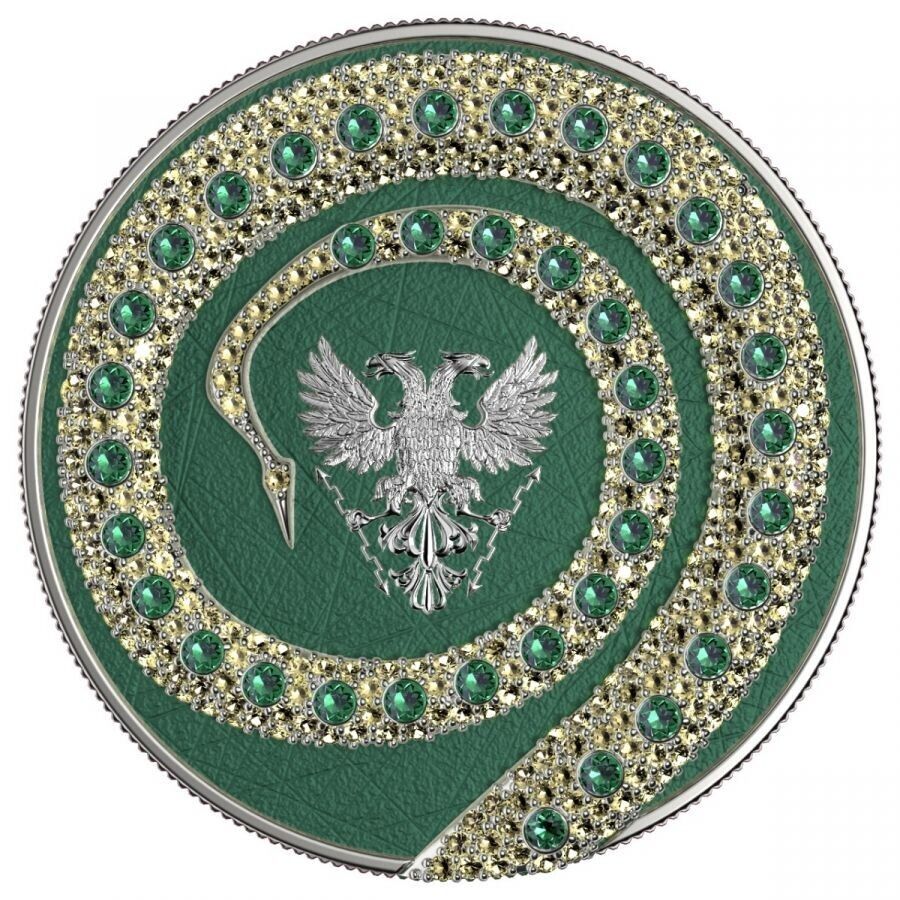 2 X 1 Oz Silver Coin 2020 5 Mark Fafnir Set - Green Blue No 4 Big Dots Crystals-classypw.com-4