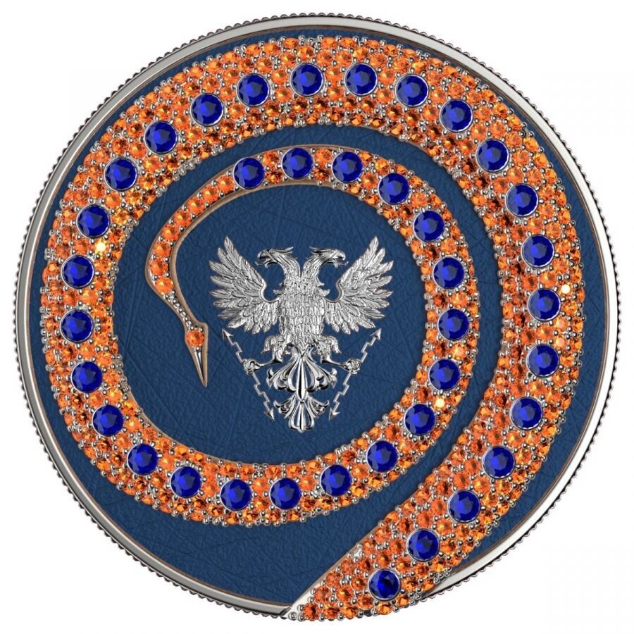 2 X 1 Oz Silver Coin 2020 5 Mark Fafnir Set - Green Blue No 4 Big Dots Crystals-classypw.com-7