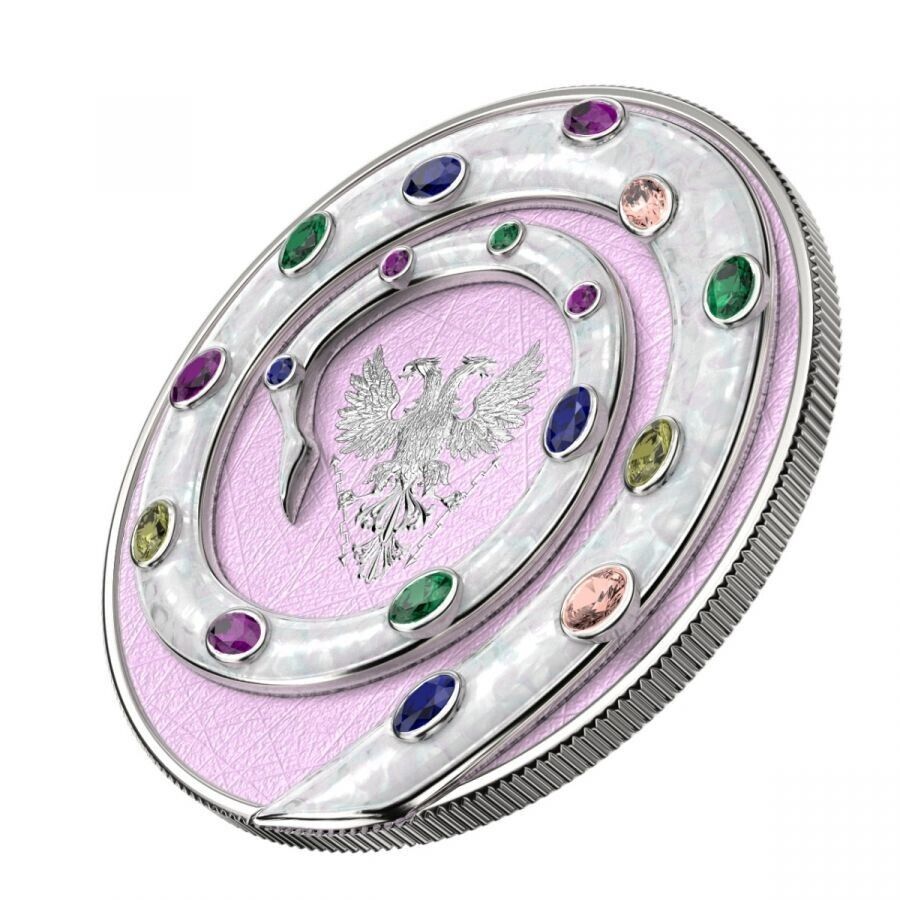 2 X 1 Oz Silver Coin 2020 5 Mark Fafnir Set - Pearl White &amp; Turquoise Crystals-classypw.com-7