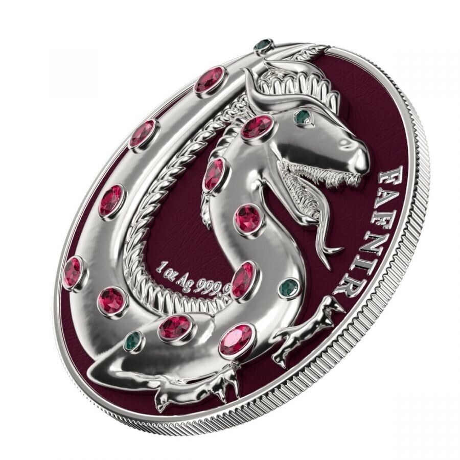 2 X 1 Oz Silver Coin 2020 5 Mark Fafnir Set - Silver Gloss &amp; Silver Matte Stones-classypw.com-5