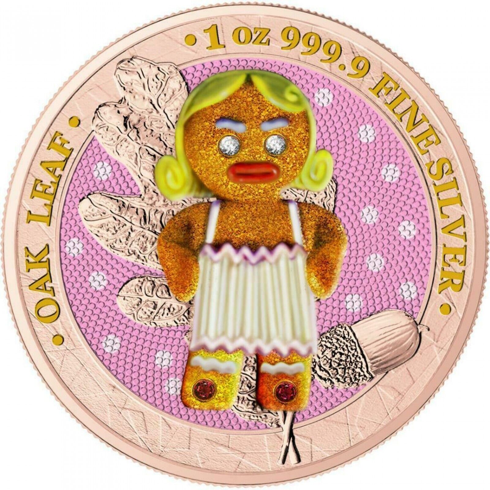 6 - 1 Oz Silver Coin 2019 5 Mark Germania Oak Leaf Bejeweled Gingerbread Man Set-classypw.com-12