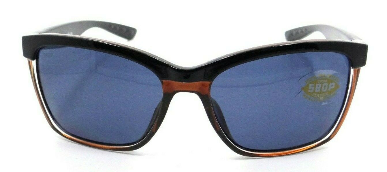 Costa Del Mar Sunglasses Anaa 55-16-129 Shiny Black on Brown / Gray 580P-097963547215-classypw.com-2