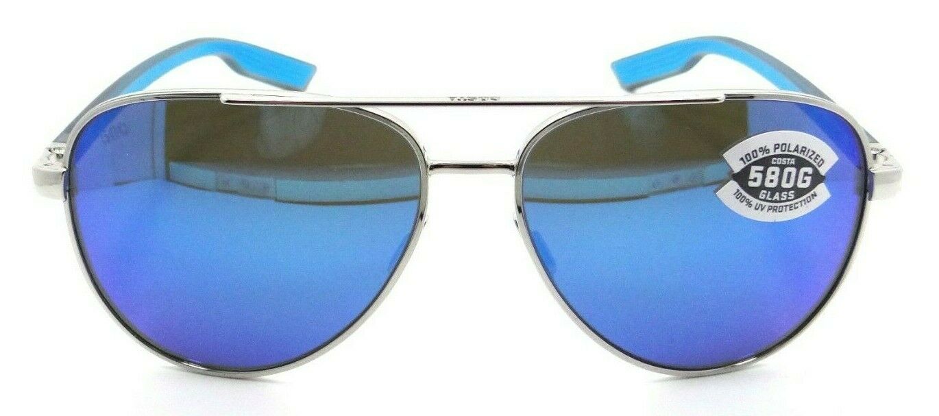 Costa Del Mar Sunglasses Peli 57-14-140 Shiny Silver / Blue Mirror 580G Glass-0097963844499-classypw.com-2