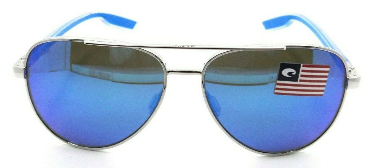 Costa Del Mar Sunglasses Peli 57-14-140 Shiny Silver / Blue Mirror 580G Glass-097963855853-classypw.com-2