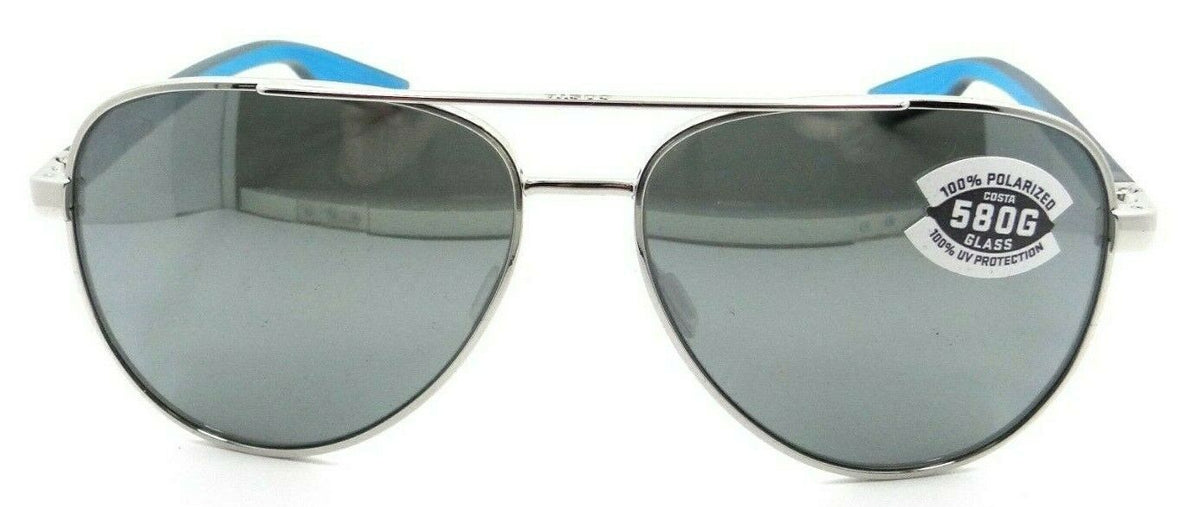 Costa Del Mar Sunglasses Peli 57-14-140 Shiny Silver / Gray Silver Mirror 580G-0097963844505-classypw.com-2