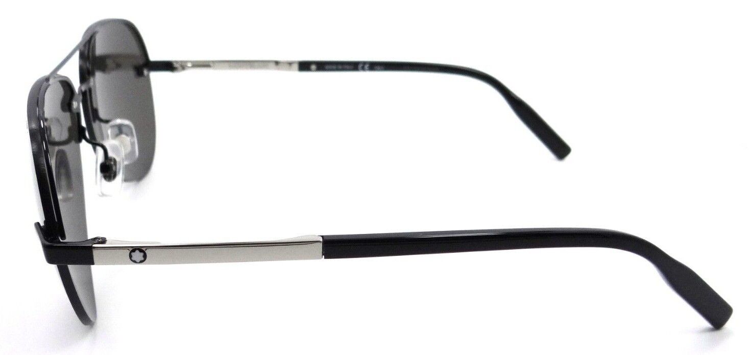 Montblanc Sunglasses MB0018S 001 60-14-145 Black - Silver / Grey Made in Italy-889652211190-classypw.com-3