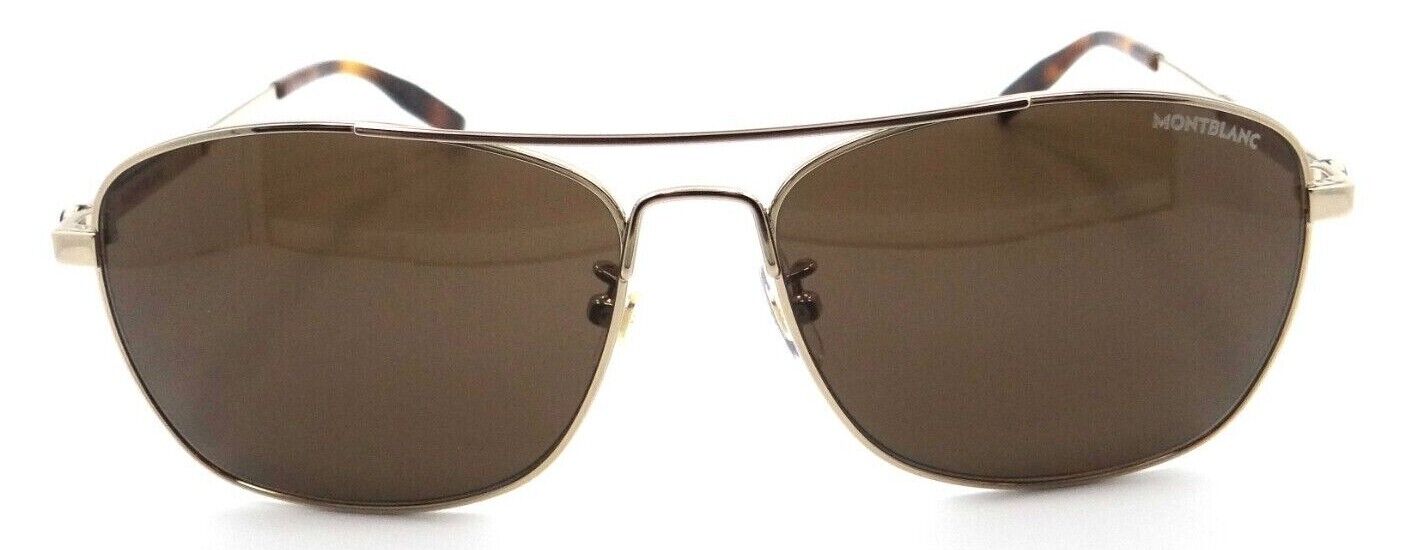 Montblanc Sunglasses MB0026S 008 61-16-150 Gold / Brown Made in Italy-889652229249-classypw.com-1
