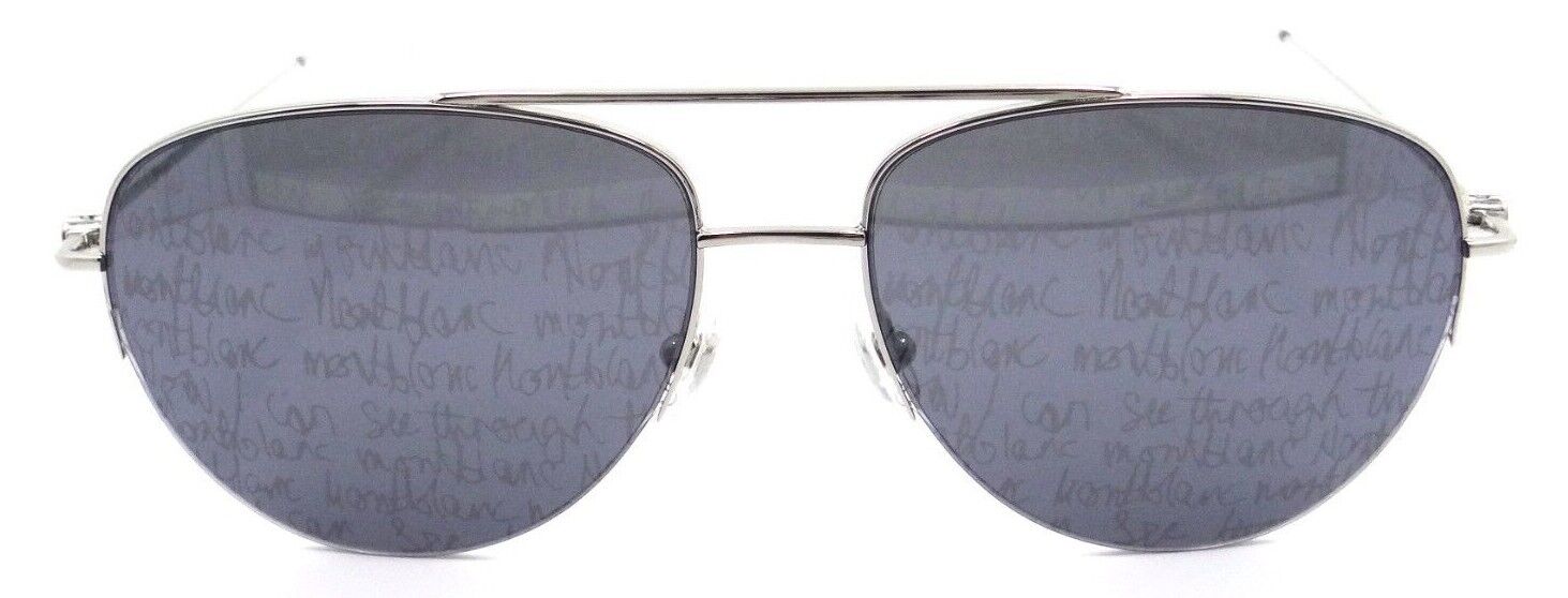 Montblanc Sunglasses MB0074S 006 59-16-145 Silver / Smoke Logo Made in Italy-889652282435-classypw.com-1