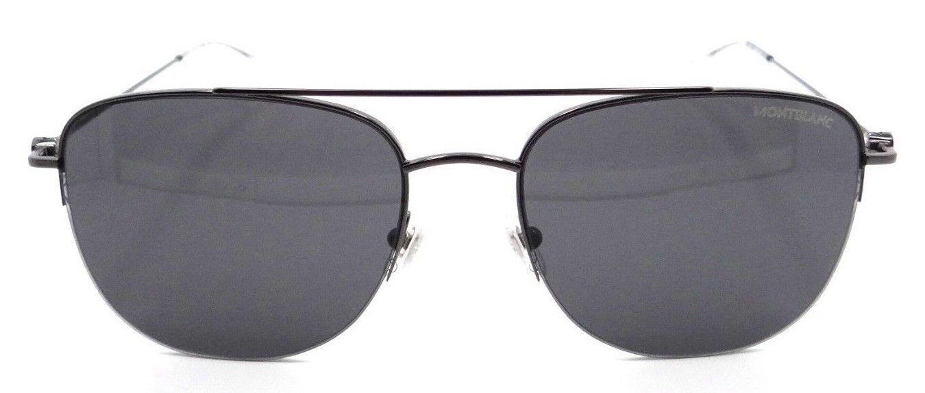 Montblanc Sunglasses MB0096S 001 56-18-145 Ruthenium / Grey Made in Italy-889652280004-classypw.com-1