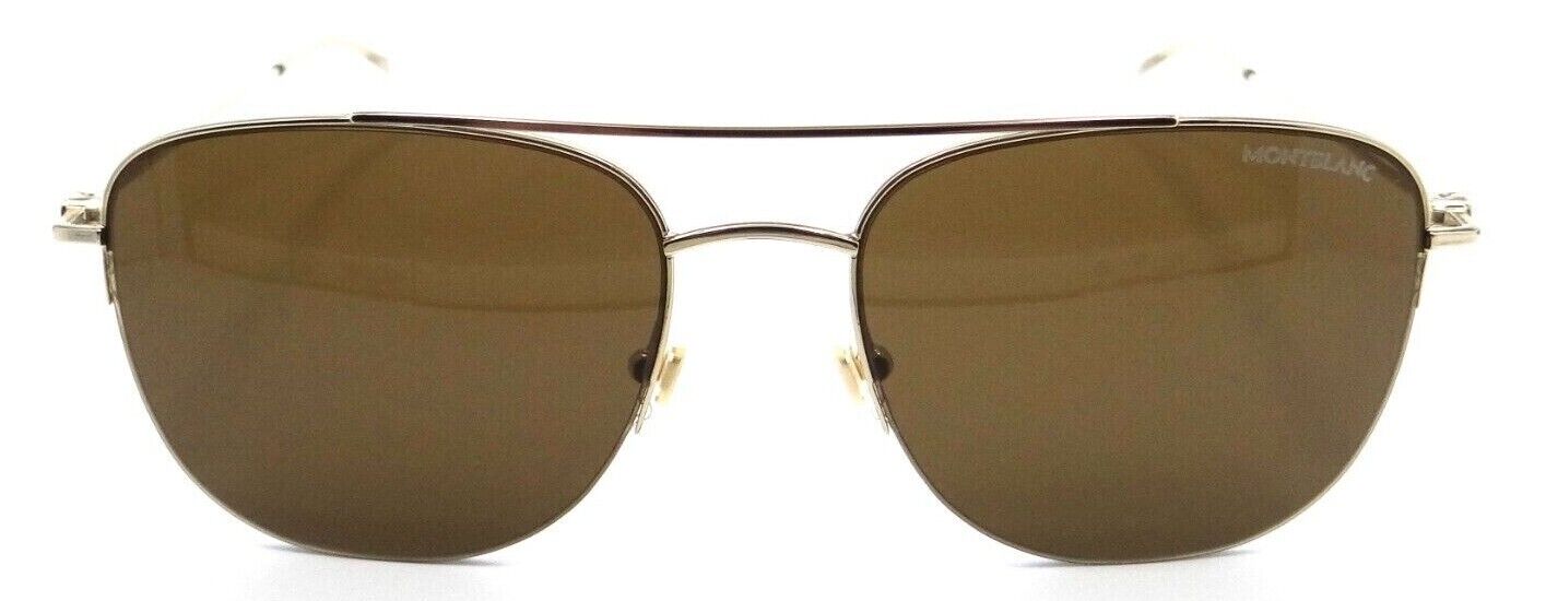 Montblanc Sunglasses MB0096S 003 56-18-145 Gold / Brown Made in Italy-889652280424-classypw.com-2