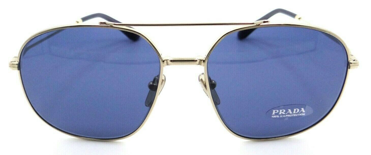 Prada Sunglasses PR 51YS ZVN-04P 58-16-145 Pale Gold / Dark Blue Made in Italy