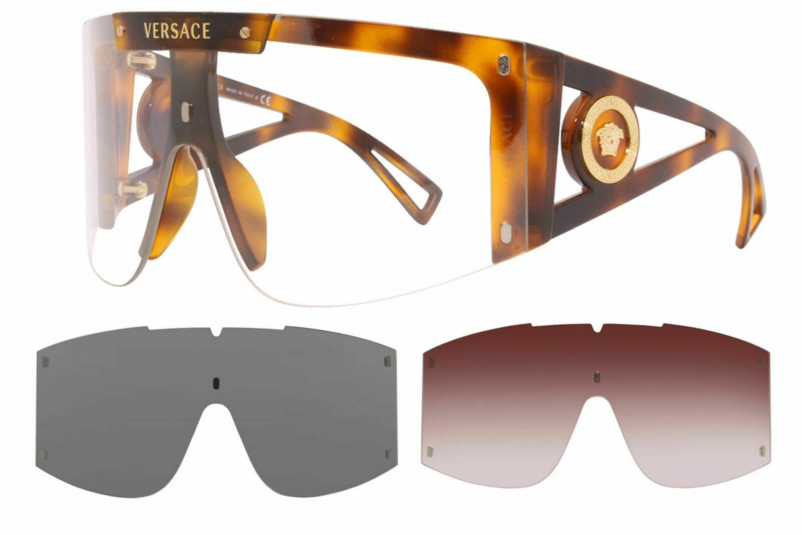 Versace Sunglasses VE 4393 5217/1W 46-xx-120 Havana / 3 Interchangeable Lenses-8056597381314-classypw.com-1